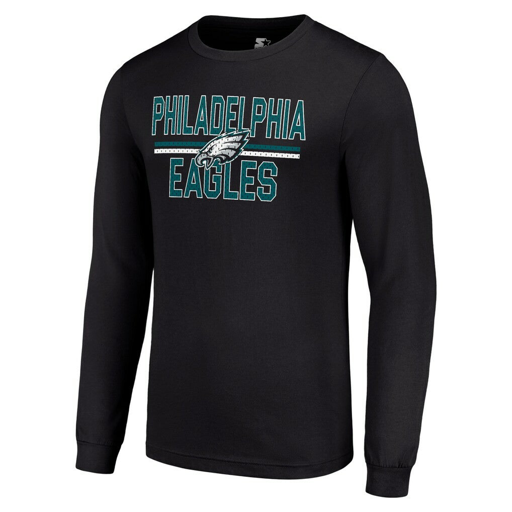 Philadelphia Eagles Starter Team Mesh Print Graphic Long Sleeve T-Shirt - Black T-shirts