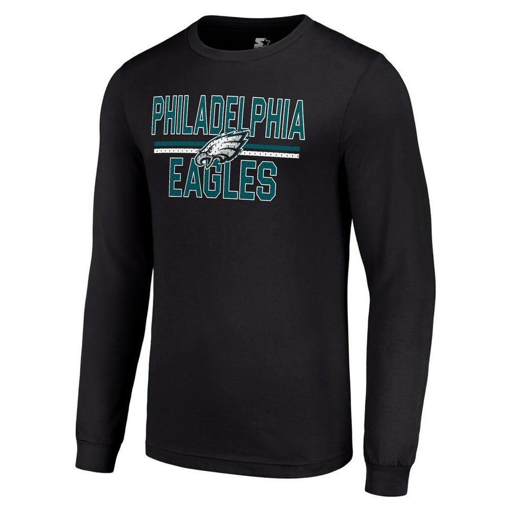 Philadelphia Eagles Starter Team Mesh Print Graphic Long Sleeve T-Shirt - Black T-shirts