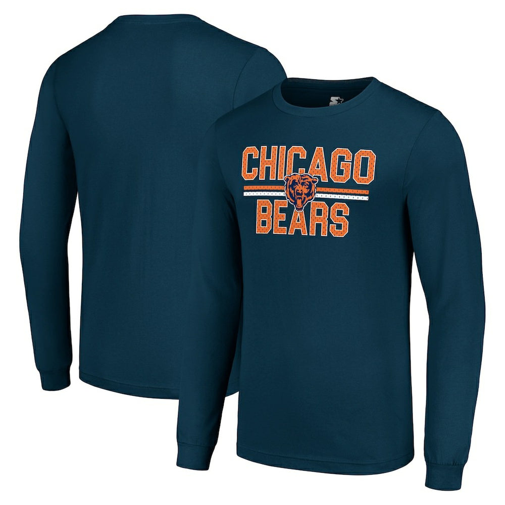 Chicago Bears Starter Team Mesh Print Graphic Long Sleeve T-Shirt - Navy T-shirts