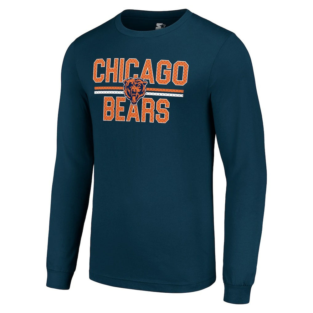 Chicago Bears Starter Team Mesh Print Graphic Long Sleeve T-Shirt - Navy T-shirts