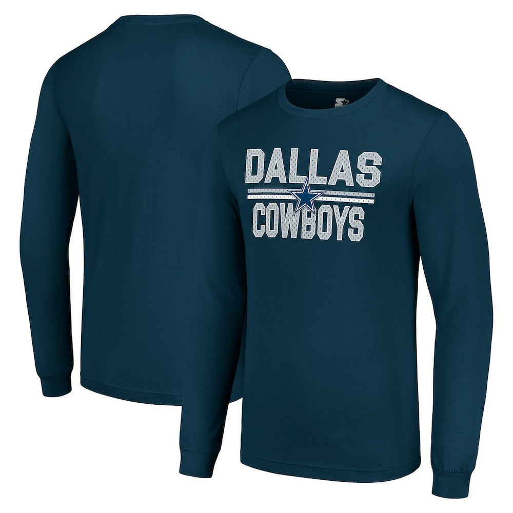 Dallas Cowboys Starter Team Mesh Print Graphic Long Sleeve T-Shirt - Navy T-shirts