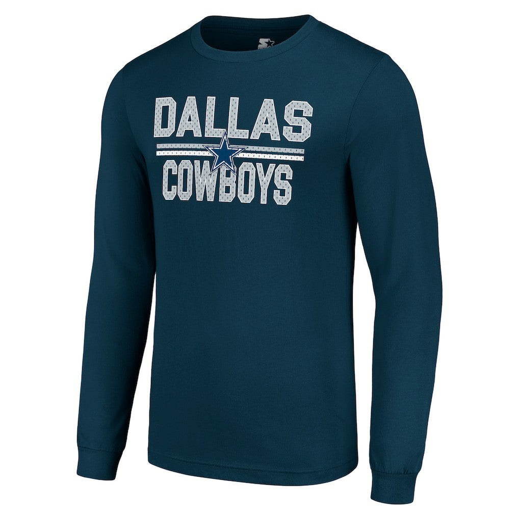 Dallas Cowboys Starter Team Mesh Print Graphic Long Sleeve T-Shirt - Navy T-shirts