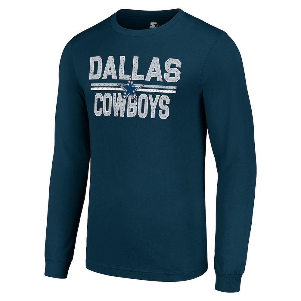 Dallas Cowboys Starter Team Mesh Print Graphic Long Sleeve T-Shirt - Navy T-shirts