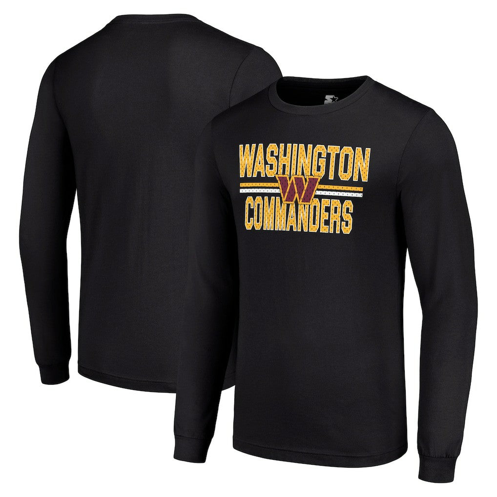 Washington Commanders Starter Team Mesh Print Graphic Long Sleeve T-Shirt - Black T-shirts