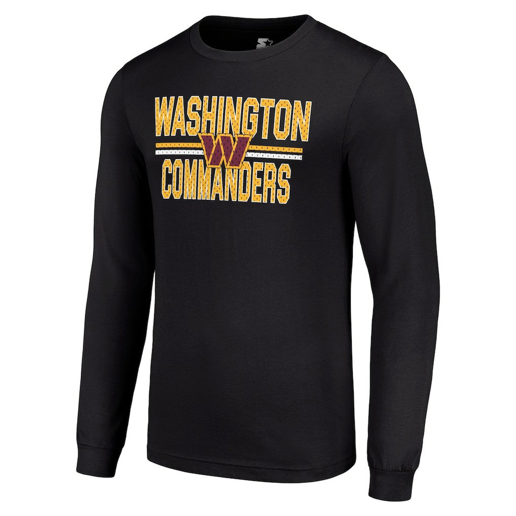 Washington Commanders Starter Team Mesh Print Graphic Long Sleeve T-Shirt - Black T-shirts