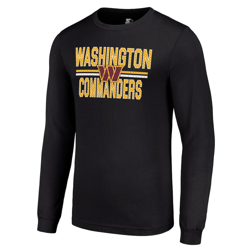 Washington Commanders Starter Team Mesh Print Graphic Long Sleeve T-Shirt - Black T-shirts