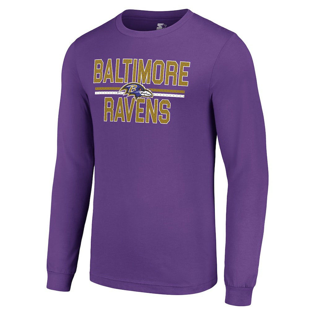 Baltimore Ravens Starter Team Mesh Print Graphic Long Sleeve T-Shirt - Purple T-shirts