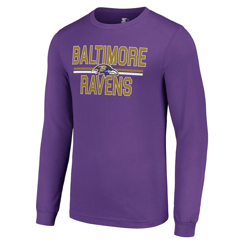 Baltimore Ravens Starter Team Mesh Print Graphic Long Sleeve T-Shirt - Purple T-shirts
