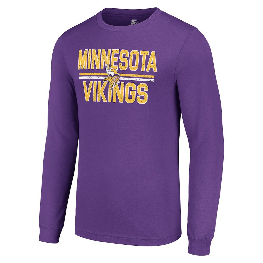 Minnesota Vikings Starter Team Mesh Print Graphic Long Sleeve T-Shirt - Purple T-shirts