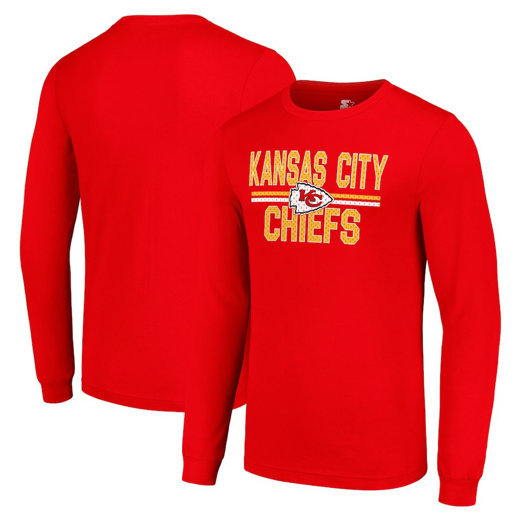 Kansas City Chiefs Starter Team Mesh Print Graphic Long Sleeve T-Shirt - Red T-shirts