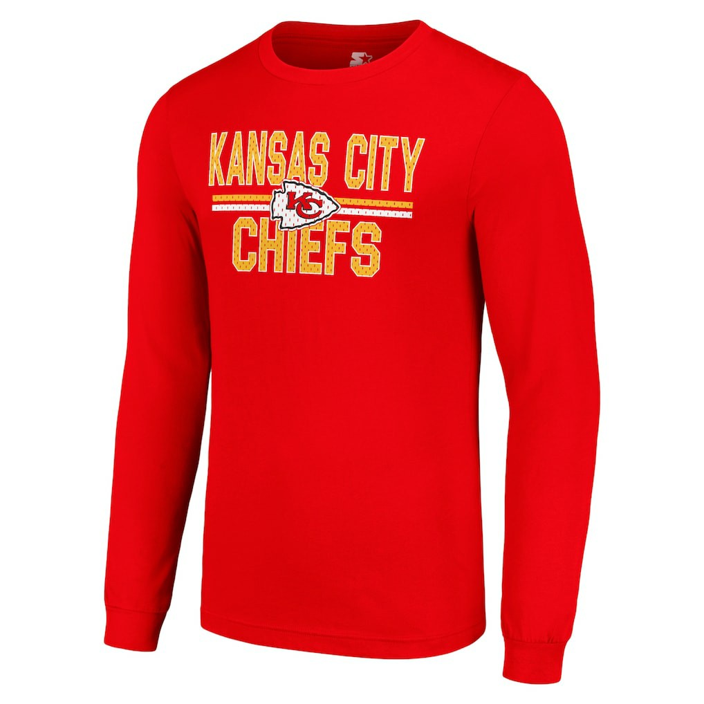 Kansas City Chiefs Starter Team Mesh Print Graphic Long Sleeve T-Shirt - Red T-shirts