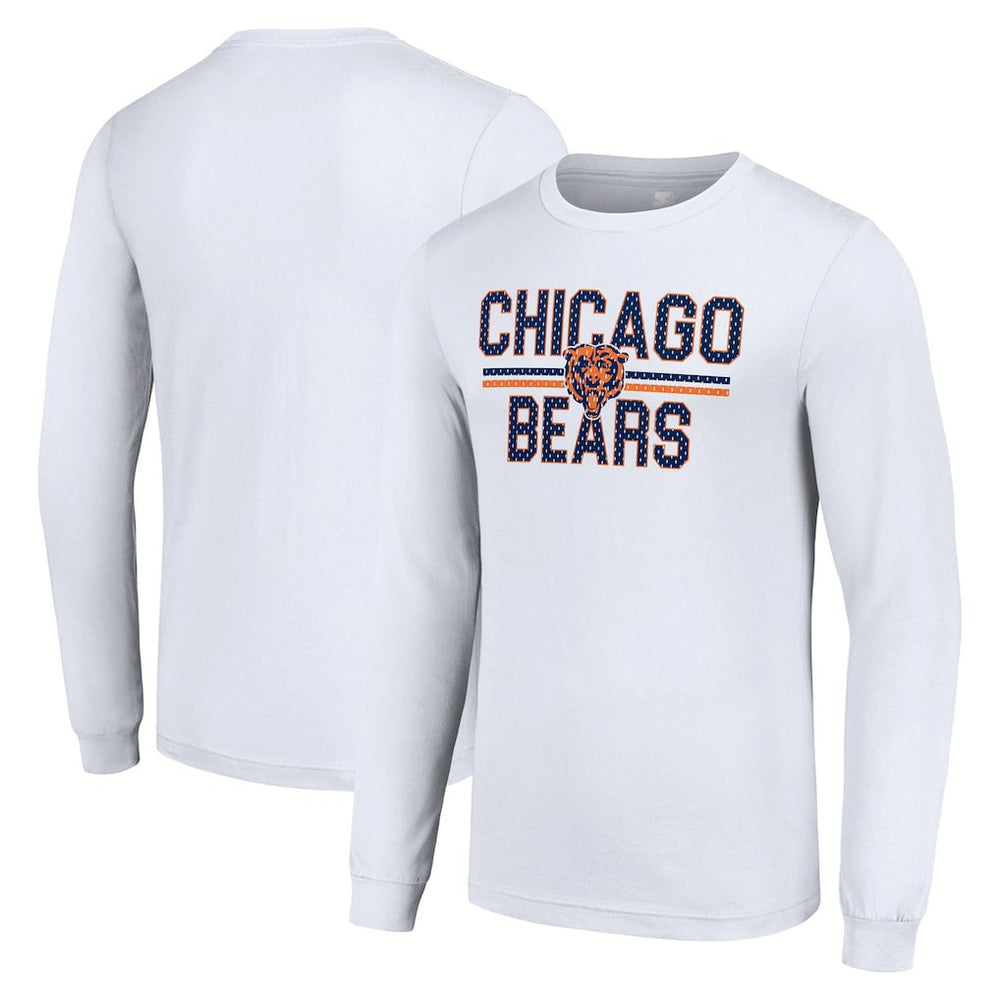 Chicago Bears Starter Team Mesh Print Graphic Long Sleeve T-Shirt - White T-shirts