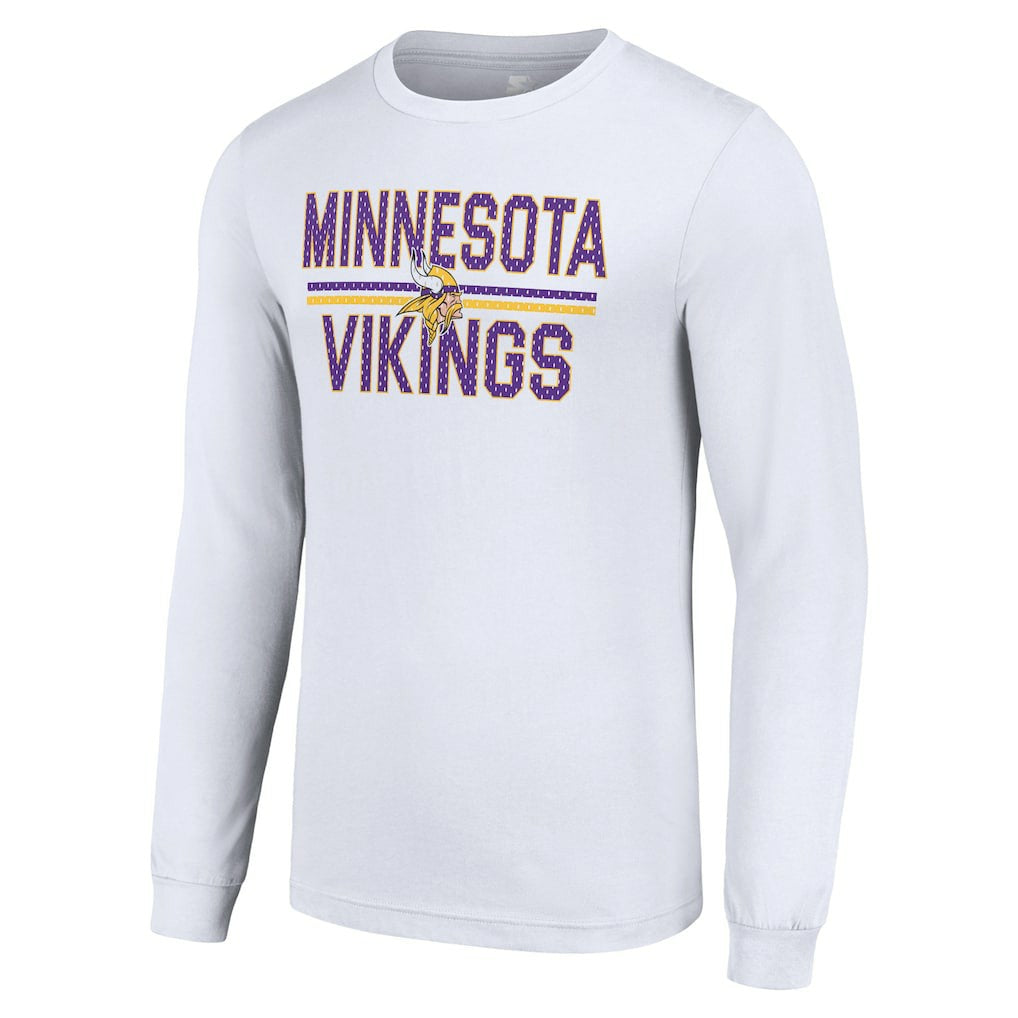 Minnesota Vikings Starter Team Mesh Print Graphic Long Sleeve T-Shirt - White T-shirts