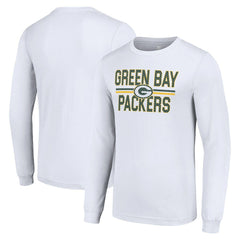 Green Bay Packers Starter Team Mesh Print Graphic Long Sleeve T-Shirt - White T-shirts