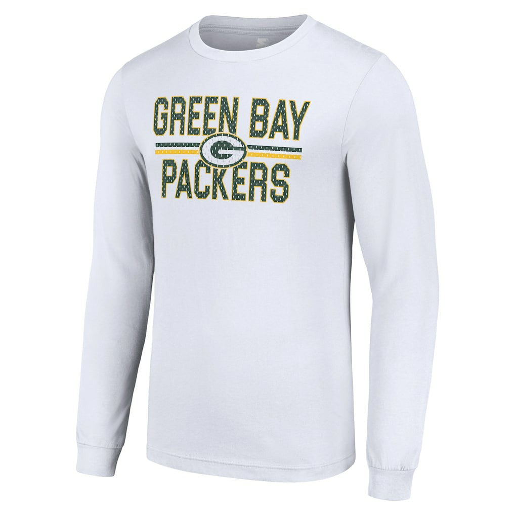 Green Bay Packers Starter Team Mesh Print Graphic Long Sleeve T-Shirt - White T-shirts