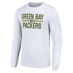 Green Bay Packers Starter Team Mesh Print Graphic Long Sleeve T-Shirt - White T-shirts
