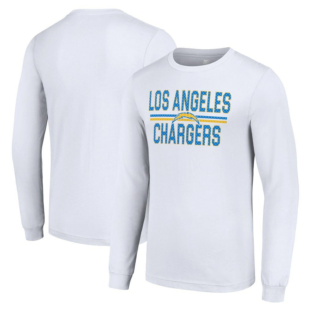 Los Angeles Chargers Starter Team Mesh Print Graphic Long Sleeve T-Shirt - White T-shirts