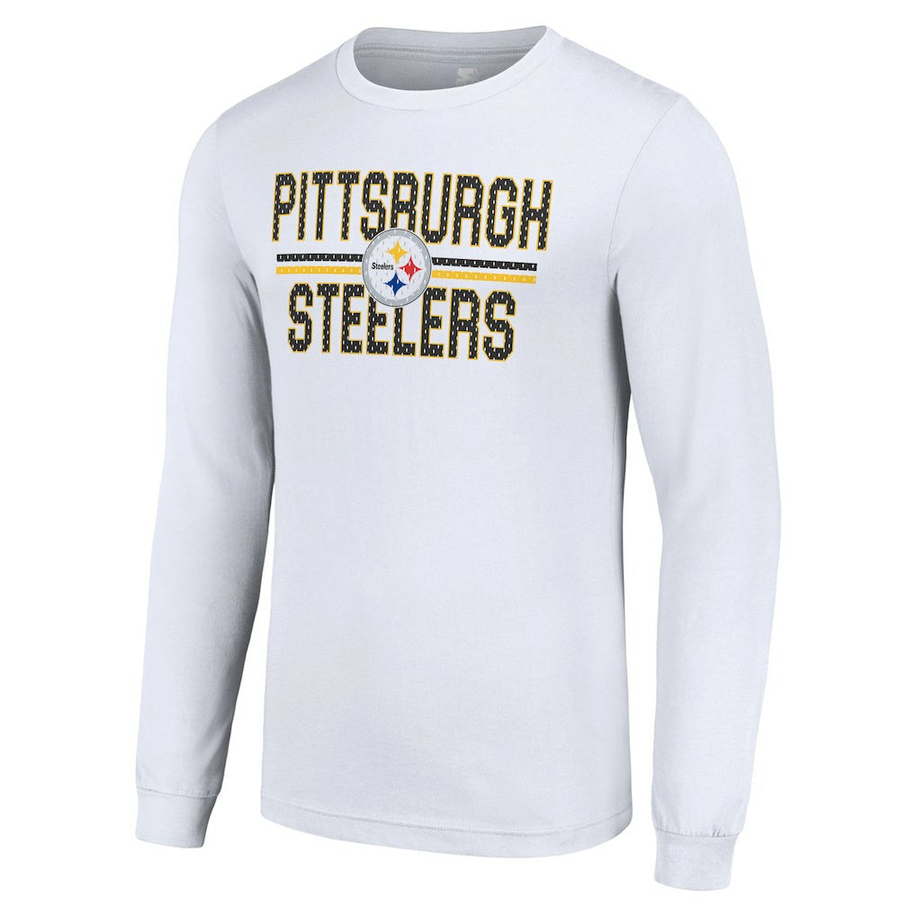 Pittsburgh Steelers Starter Team Mesh Print Graphic Long Sleeve T-Shirt - White T-shirts