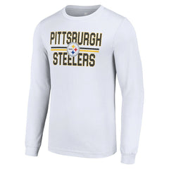 Pittsburgh Steelers Starter Team Mesh Print Graphic Long Sleeve T-Shirt - White T-shirts