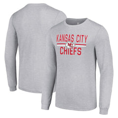 Kansas City Chiefs Starter Team Mesh Print Graphic Long Sleeve T-Shirt - Heather Gray T-shirts
