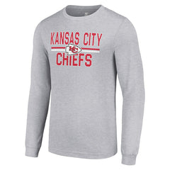 Kansas City Chiefs Starter Team Mesh Print Graphic Long Sleeve T-Shirt - Heather Gray T-shirts