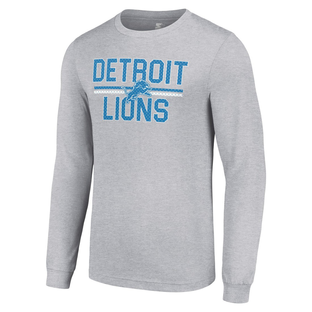 Detroit Lions Starter Team Mesh Print Graphic Long Sleeve T-Shirt - Heather Gray T-shirts