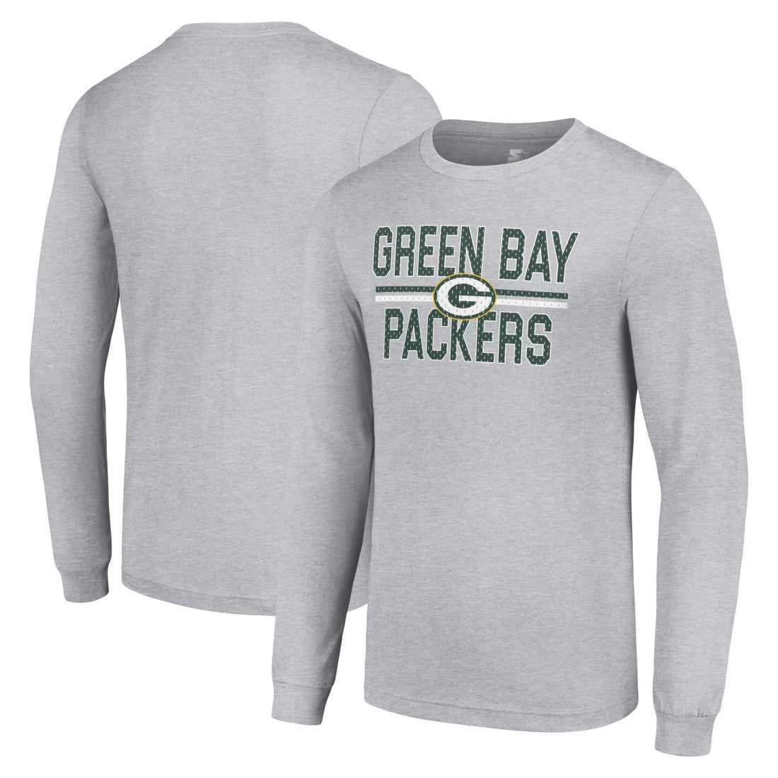 Green Bay Packers Starter Team Mesh Print Graphic Long Sleeve T-Shirt - Heather Gray T-shirts