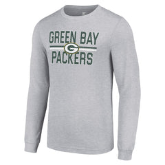 Green Bay Packers Starter Team Mesh Print Graphic Long Sleeve T-Shirt - Heather Gray T-shirts
