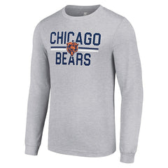 Chicago Bears Starter Team Mesh Print Graphic Long Sleeve T-Shirt - Heather Gray T-shirts