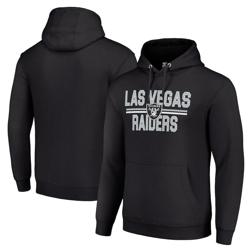 Las Vegas Raiders Starter Unisex Team Mesh Print Graphic Tri-Blend Pullover Hoodie - Black Hoodies
