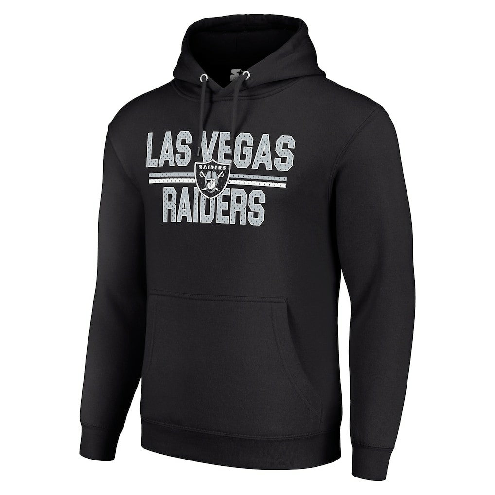 Las Vegas Raiders Starter Unisex Team Mesh Print Graphic Tri-Blend Pullover Hoodie - Black Hoodies