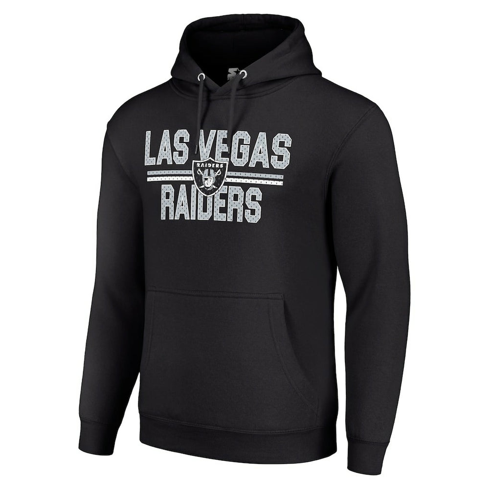 Las Vegas Raiders Starter Unisex Team Mesh Print Graphic Tri-Blend Pullover Hoodie - Black Hoodies