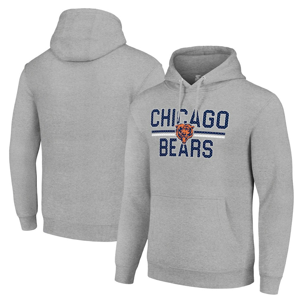 Chicago Bears Starter Unisex Team Mesh Print Graphic Tri-Blend Pullover Hoodie - Heather Gray Hoodies