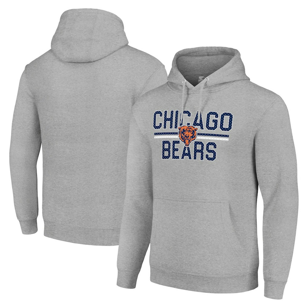 Chicago Bears Starter Unisex Team Mesh Print Graphic Tri-Blend Pullover Hoodie - Heather Gray Hoodies