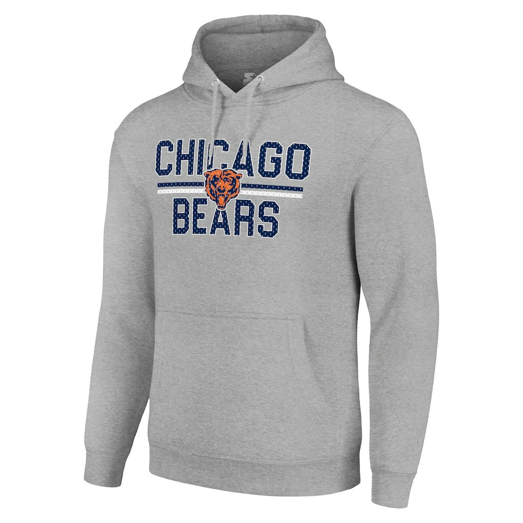 Chicago Bears Starter Unisex Team Mesh Print Graphic Tri-Blend Pullover Hoodie - Heather Gray Hoodies