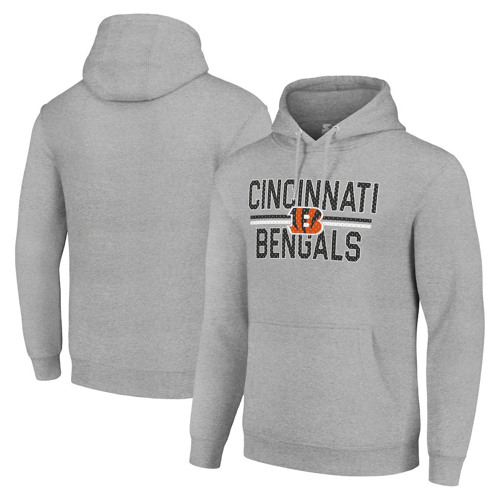 Cincinnati Bengals Starter Unisex Team Mesh Print Graphic Tri-Blend Pullover Hoodie - Heather Gray Hoodies