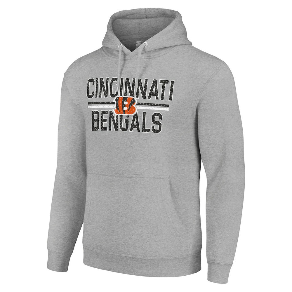 Cincinnati Bengals Starter Unisex Team Mesh Print Graphic Tri-Blend Pullover Hoodie - Heather Gray Hoodies