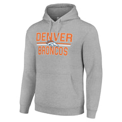 Denver Broncos Starter Unisex Team Mesh Print Graphic Tri-Blend Pullover Hoodie - Heather Gray Hoodies