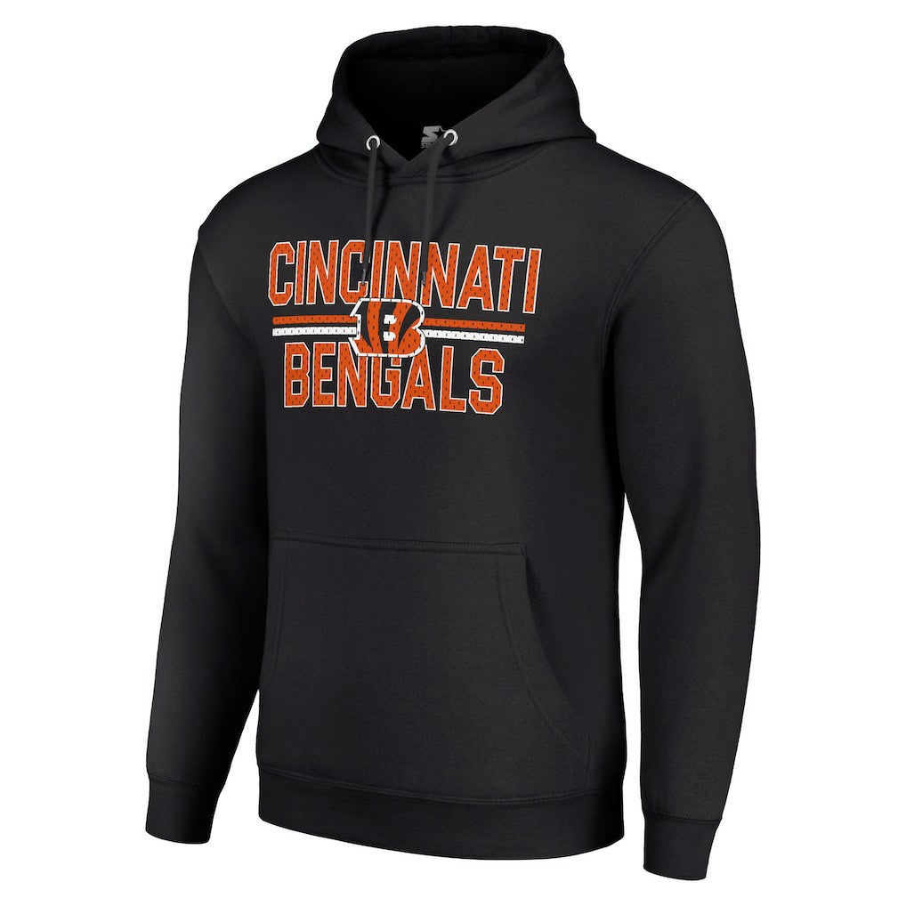 Cincinnati Bengals Starter Unisex Team Mesh Print Graphic Tri-Blend Pullover Hoodie - Black Hoodies