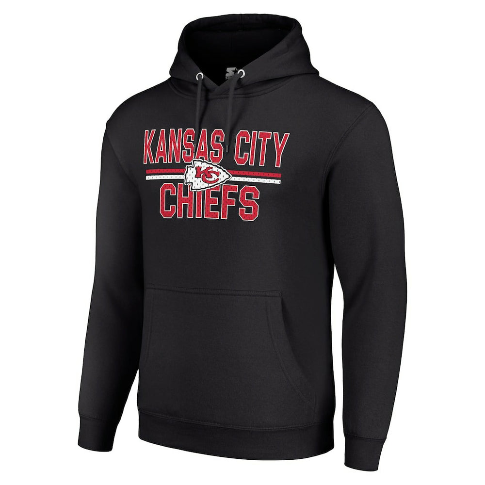 Kansas City Chiefs Starter Unisex Team Mesh Print Graphic Tri-Blend Pullover Hoodie - Black Hoodies