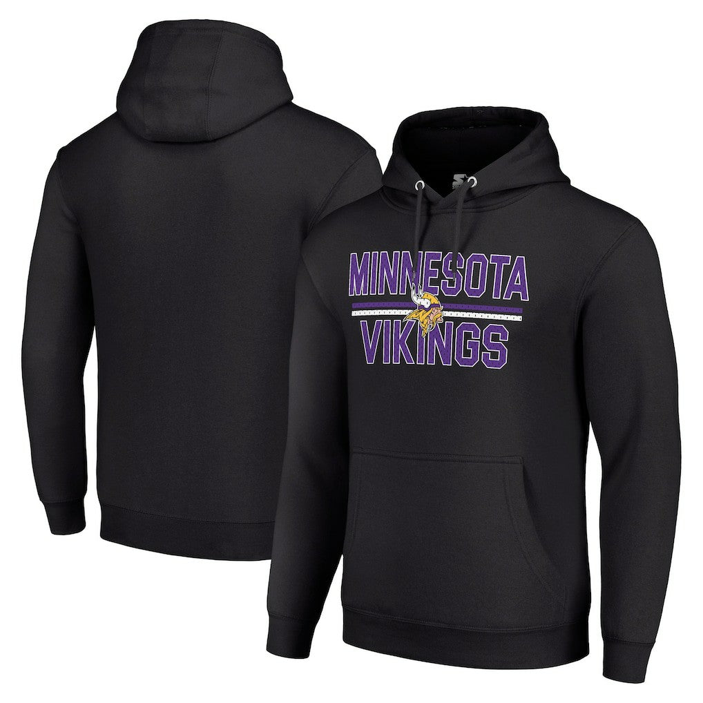 Minnesota Vikings Starter Unisex Team Mesh Print Graphic Tri-Blend Pullover Hoodie - Black Hoodies