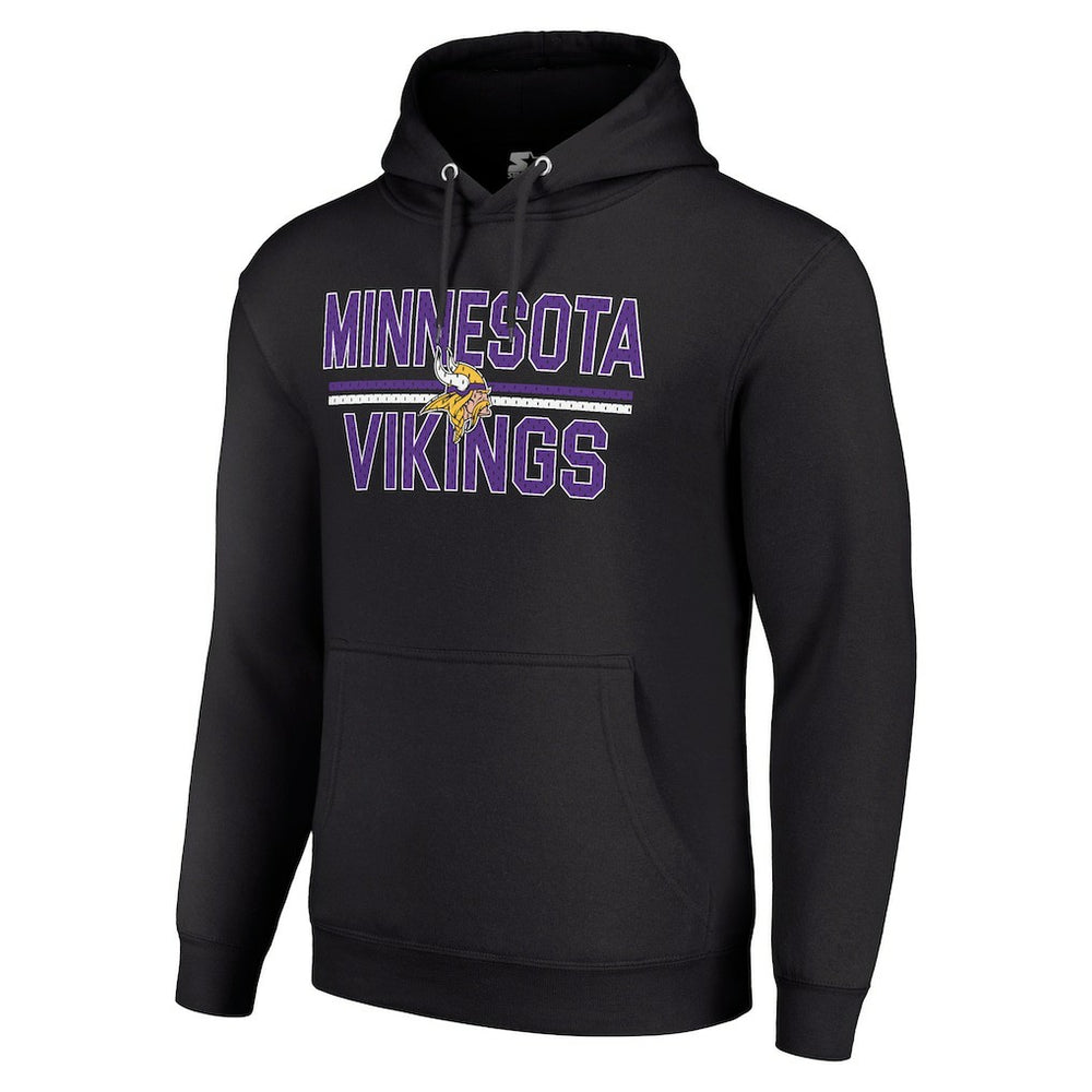 Minnesota Vikings Starter Unisex Team Mesh Print Graphic Tri-Blend Pullover Hoodie - Black Hoodies