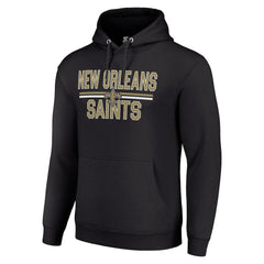 New Orleans Saints Starter Unisex Team Mesh Print Graphic Tri-Blend Pullover Hoodie - Black Hoodies