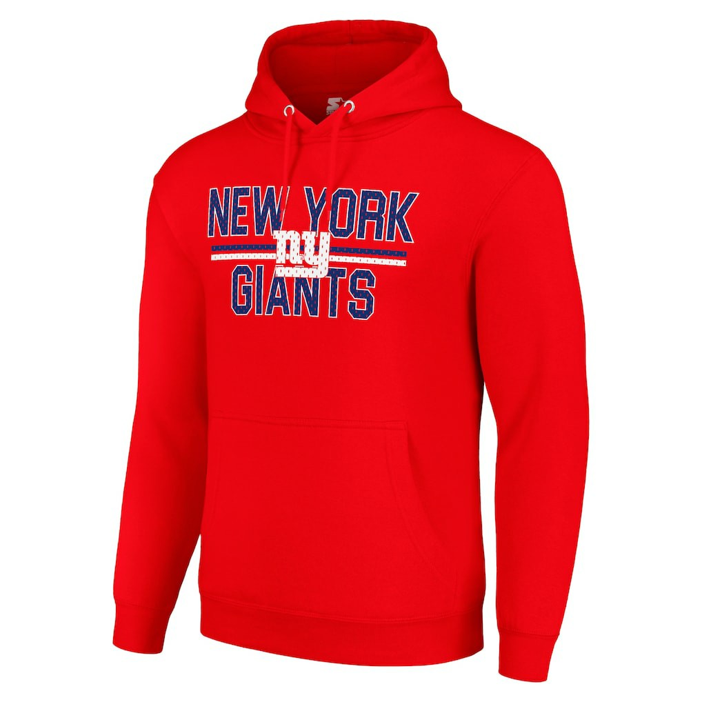 New York Giants Starter Unisex Team Mesh Print Graphic Tri-Blend Pullover Hoodie - Red Hoodies