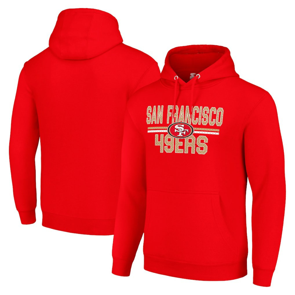 San Francisco 49ers Starter Unisex Team Mesh Print Graphic Tri-Blend Pullover Hoodie - Scarlet Hoodies
