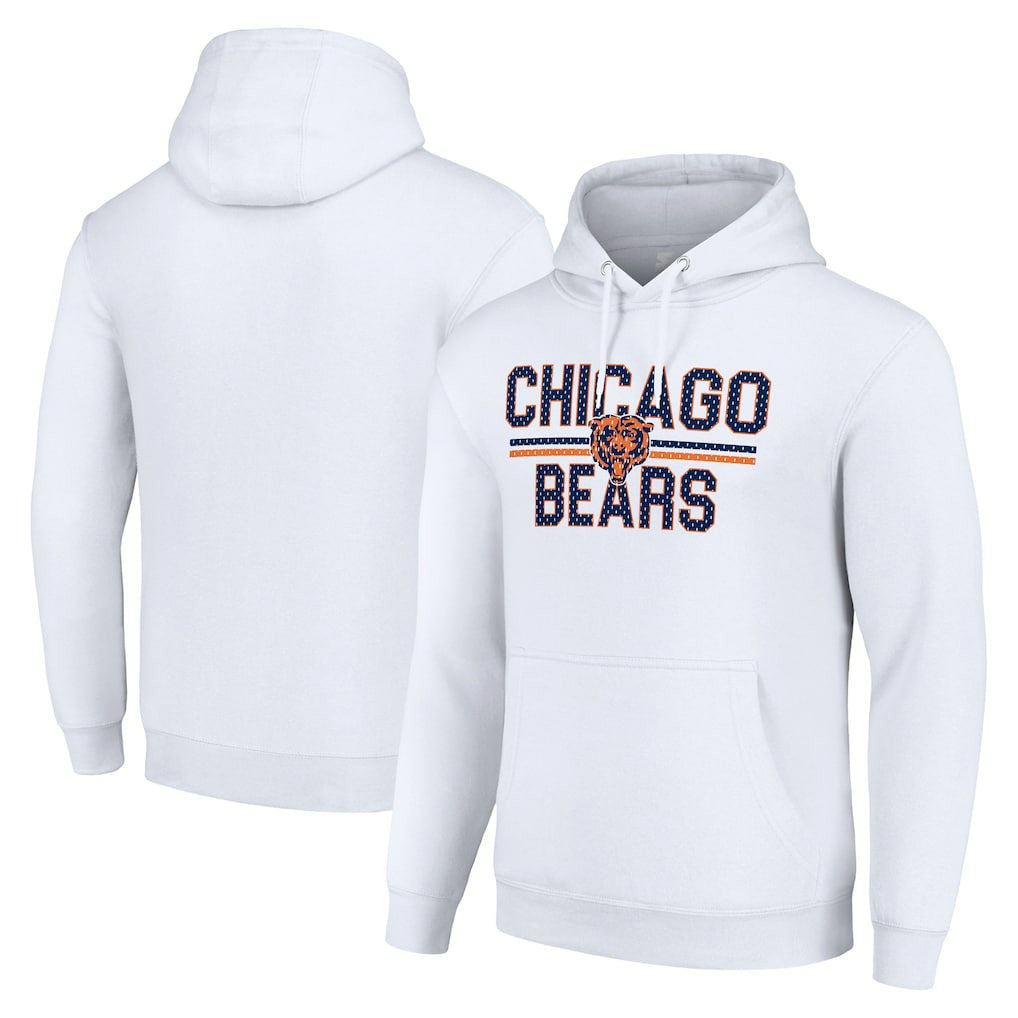 Chicago Bears Starter Unisex Team Mesh Print Graphic Tri-Blend Pullover Hoodie - White Hoodies