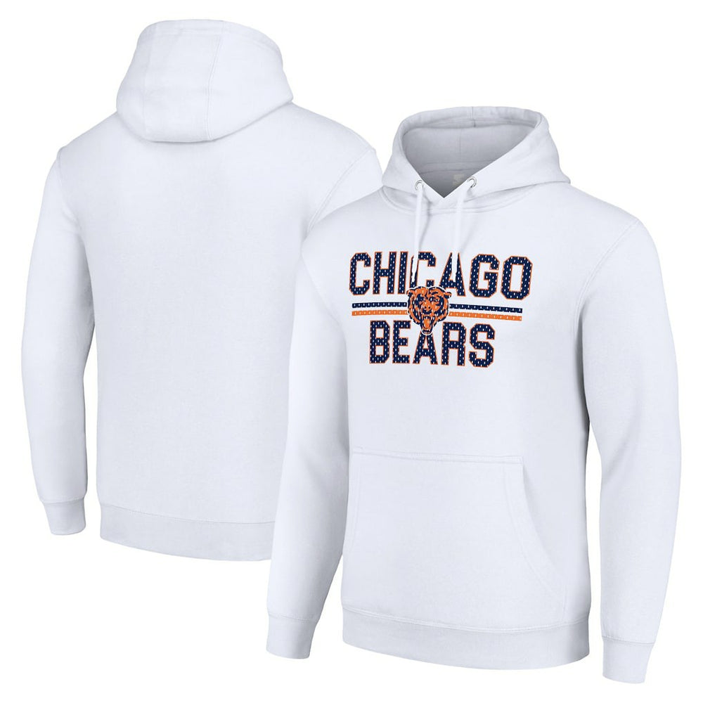 Chicago Bears Starter Unisex Team Mesh Print Graphic Tri-Blend Pullover Hoodie - White Hoodies