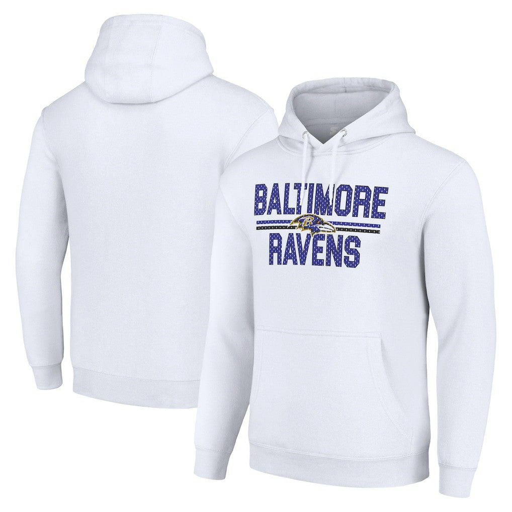 Baltimore Ravens Starter Unisex Team Mesh Print Graphic Tri-Blend Pullover Hoodie - White Hoodies