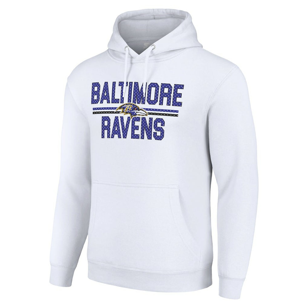 Baltimore Ravens Starter Unisex Team Mesh Print Graphic Tri-Blend Pullover Hoodie - White Hoodies