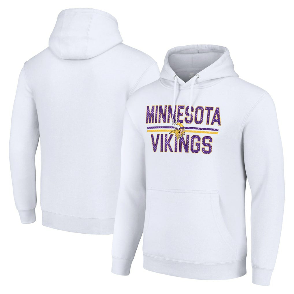 Minnesota Vikings Starter Unisex Team Mesh Print Graphic Tri-Blend Pullover Hoodie - White Hoodies